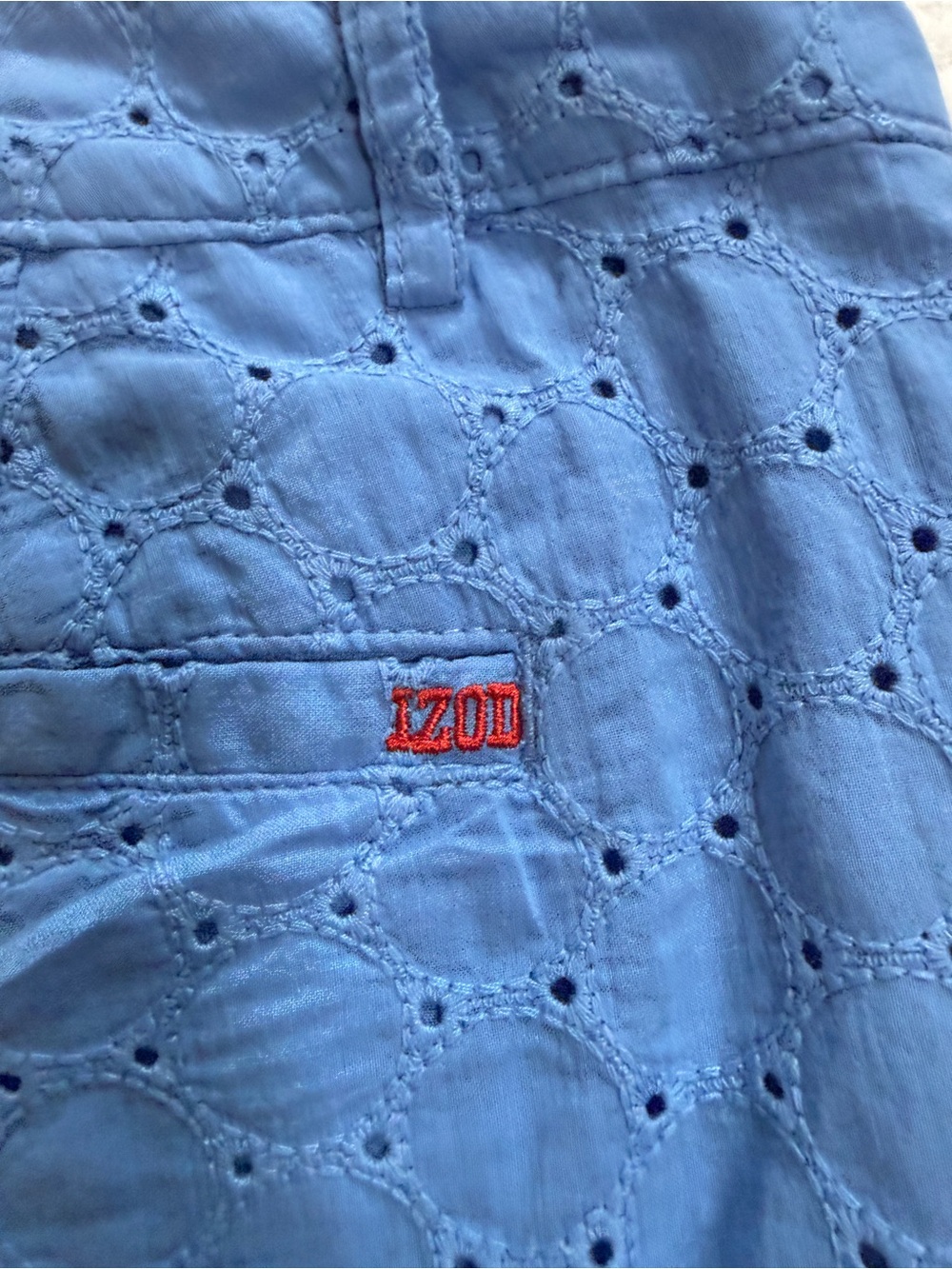 Izod Light Blue Eyelet Bermuda Shorts - Picture 7 of 9